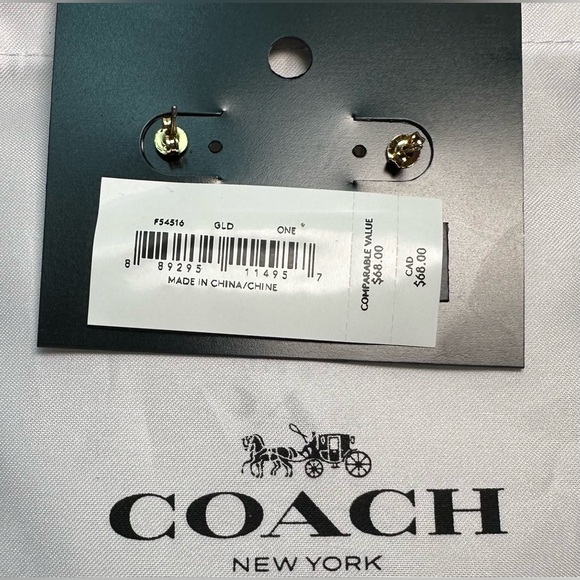 COACH GOLD OPEN CIRCLE STUD EARRINGS - Picture 5 of 6